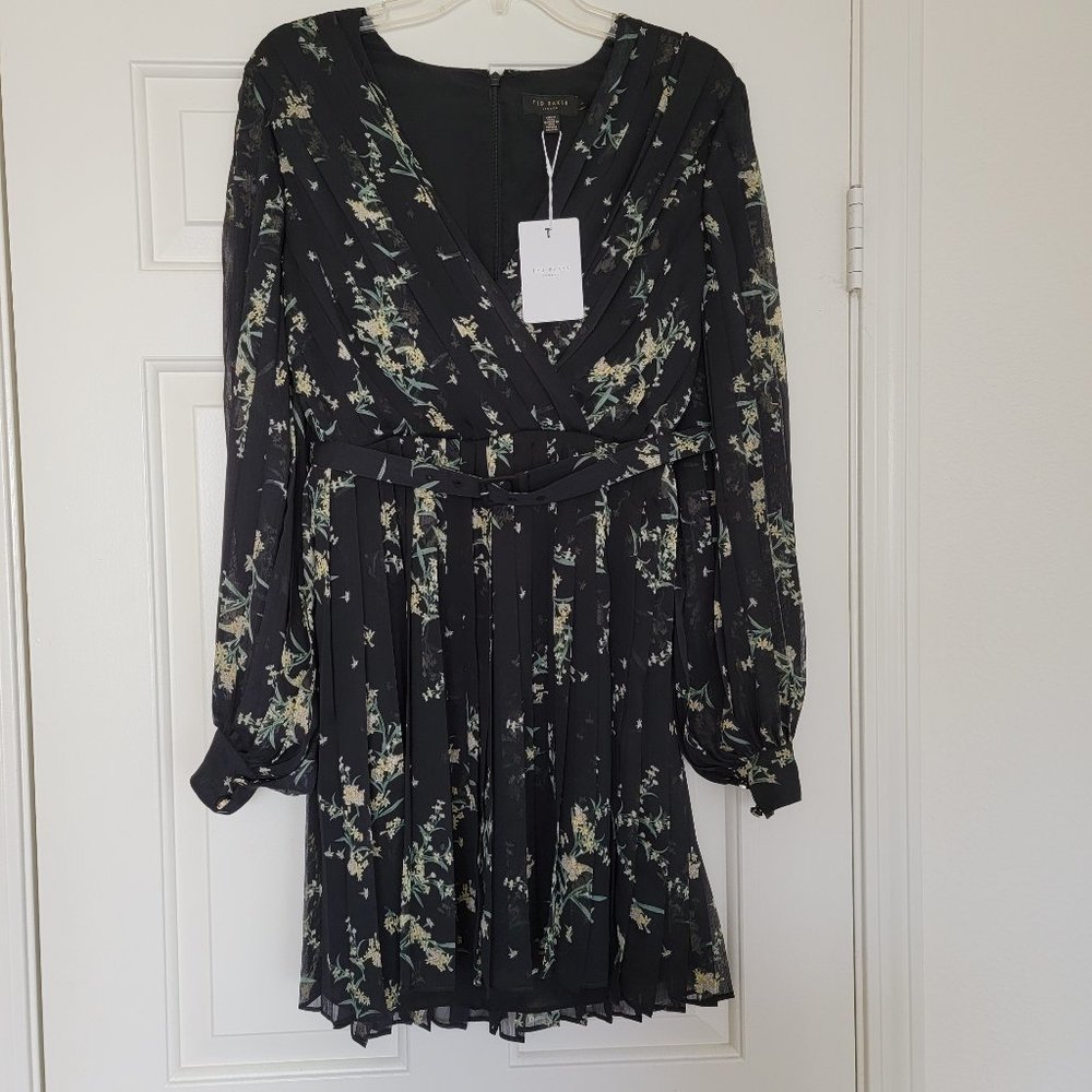 Ted Baker London Floral Print Pleated Minidress